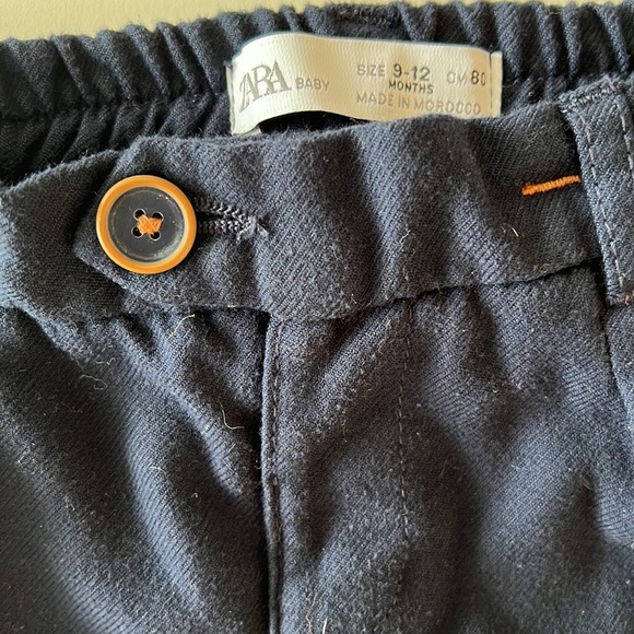 Zara Baby Boys Pants Navy Elastic Waist Soft Size 9-12 Months - Picture 2 of 8